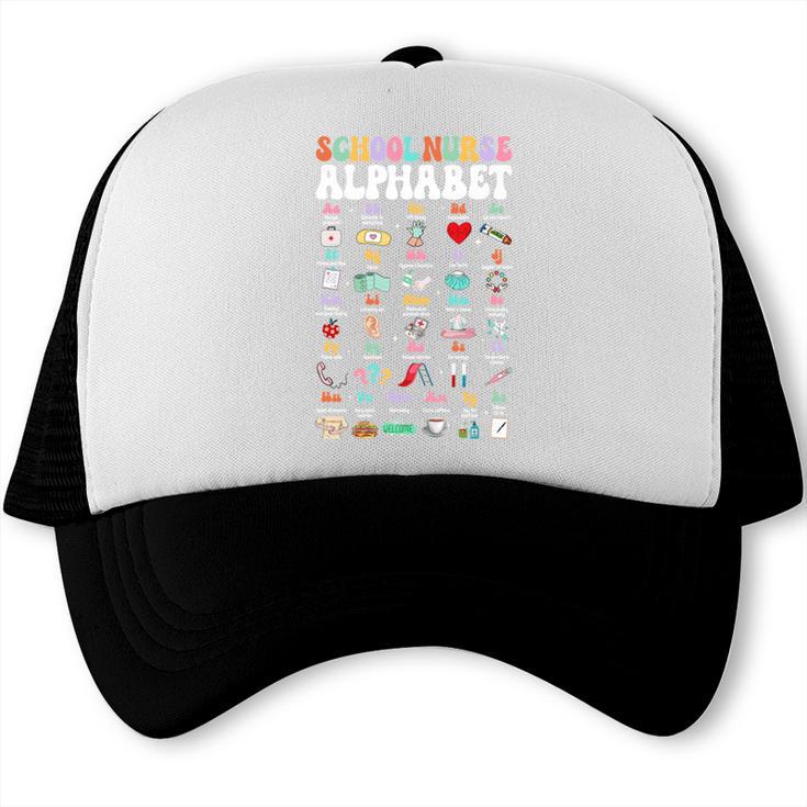 Groovy Cute ABC School Nurse Alphabet Back To School Women Trucker Cap Groovy Cute ABC School Nurse Alphabet Back To School Women Trucker Cap