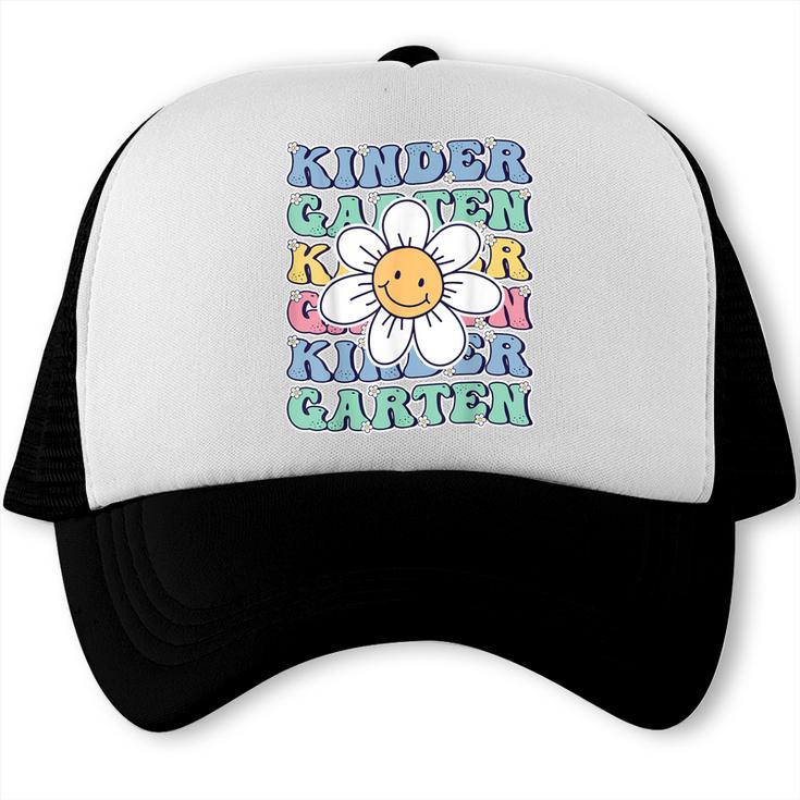 Groovy Kindergarten Back To School First Day Of Kindergarten Trucker Cap