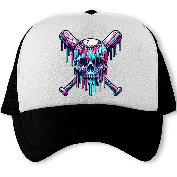 Halloween Baseball Skull Drip Baseball Lifestyle Boy Men Trucker Cap Halloween Baseball Skull Drip Baseball Lifestyle Boy Men Trucker Cap