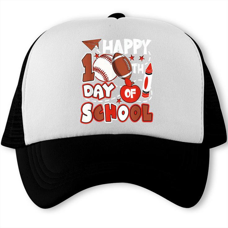Happy 100 Days Of School Baseball Football PE Teacher Trucker Cap