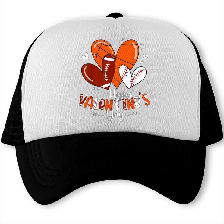 Happy Valentines Day Basketball Baseball Football Boys Trucker Cap Happy Valentines Day Basketball Baseball Football Boys Trucker Cap