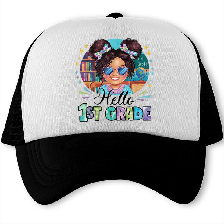Hello 1st Grade Girl Back To School Kids Boys Girls Trucker Cap Hello 1st Grade Girl Back To School Kids Boys Girls Trucker Cap