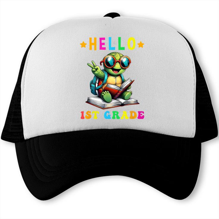 Hello 1st Grade Turtle Lovers Back To School Kids Boys Girls Trucker Cap