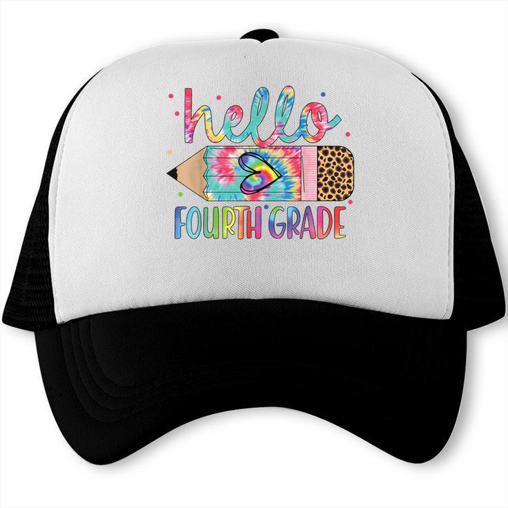 Hello Fourth Grade Tie Dye Pencil Back To School 4th Grade Trucker Cap Hello Fourth Grade Tie Dye Pencil Back To School 4th Grade Trucker Cap