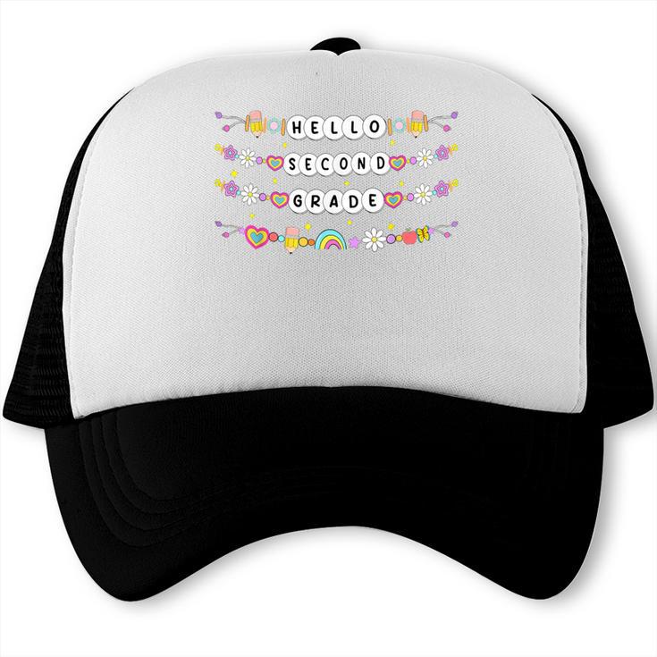 Hello Second Grade Friendship Bracelets Back To School Kids Trucker Cap