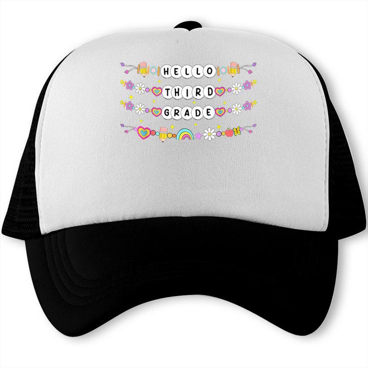 Hello Third Grade Friendship Bracelets Back To School Kids Trucker Cap