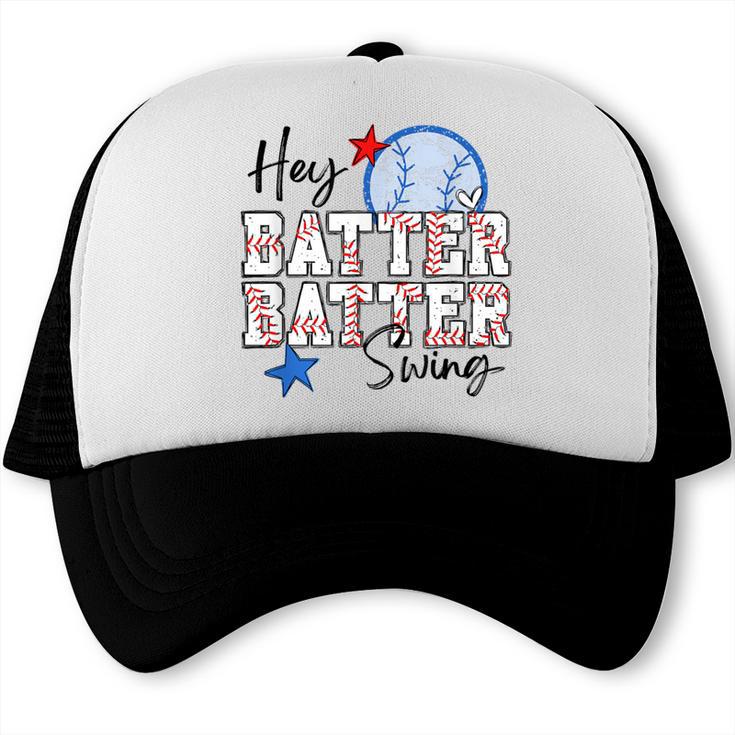 Hey Batter Batter Swing Graphic For Baseball Moms Trucker Cap