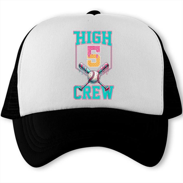 Hi 5 Birthday Party Decorations For Boy Baseball Drip 5th Trucker Cap