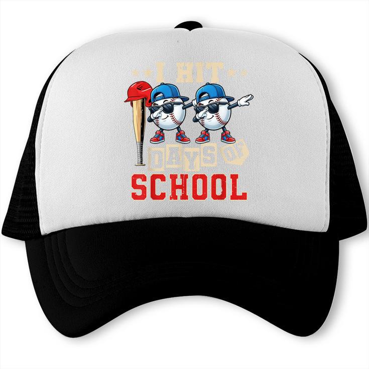 I Hit 100 Days Of School Baseball Kids Boy Teacher 100th Day Trucker Cap