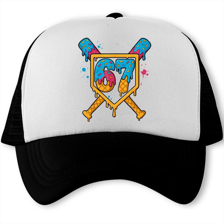 HUGvyn 67 Baseball Ice Cream Drip Six Seven Genz Alpha Slang Trucker Cap