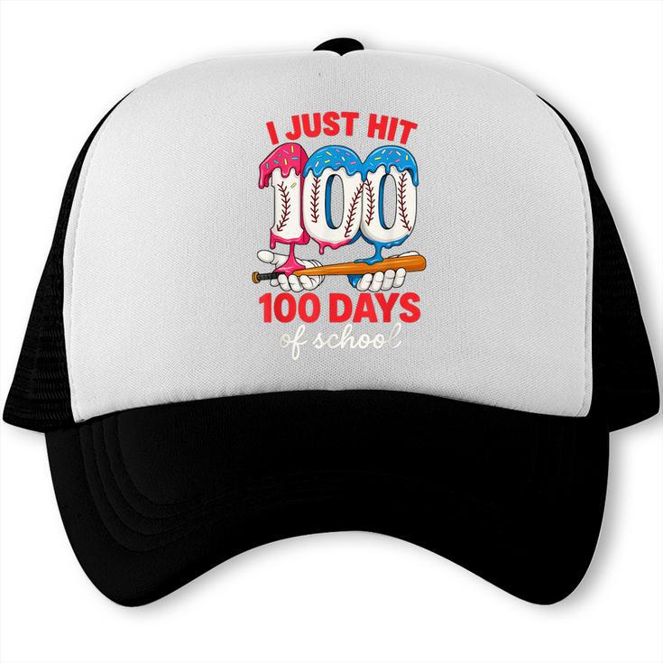 HUGvyn I Just Hit 100 Days Of School Baseball Ice Cream Boys Trucker Cap