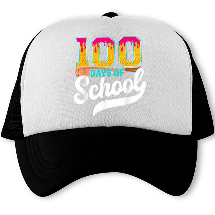 Ice Cream Drip 100 Days Of School Baseball Boys 100th Day Trucker Cap