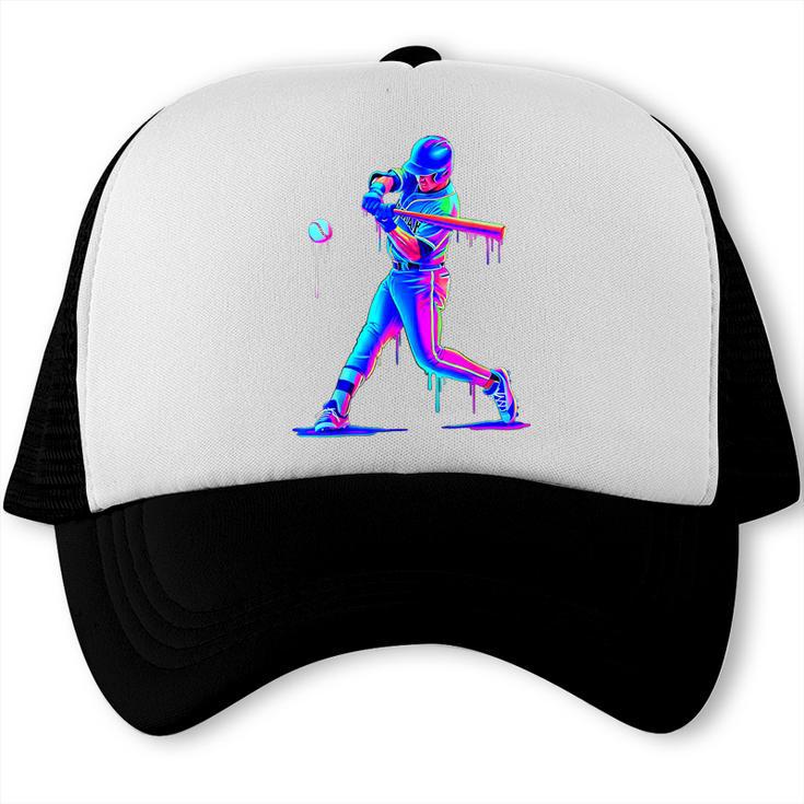 Ice Cream Drip Melting Baseball Bat Player Baseball Dad Trucker Cap Ice Cream Drip Melting Baseball Bat Player Baseball Dad Trucker Cap