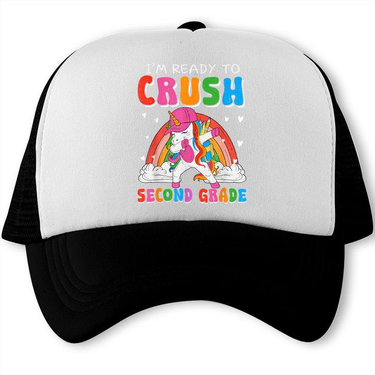 I'm Ready To Crush Second Grade Unicorn Back To School Girls Trucker Cap