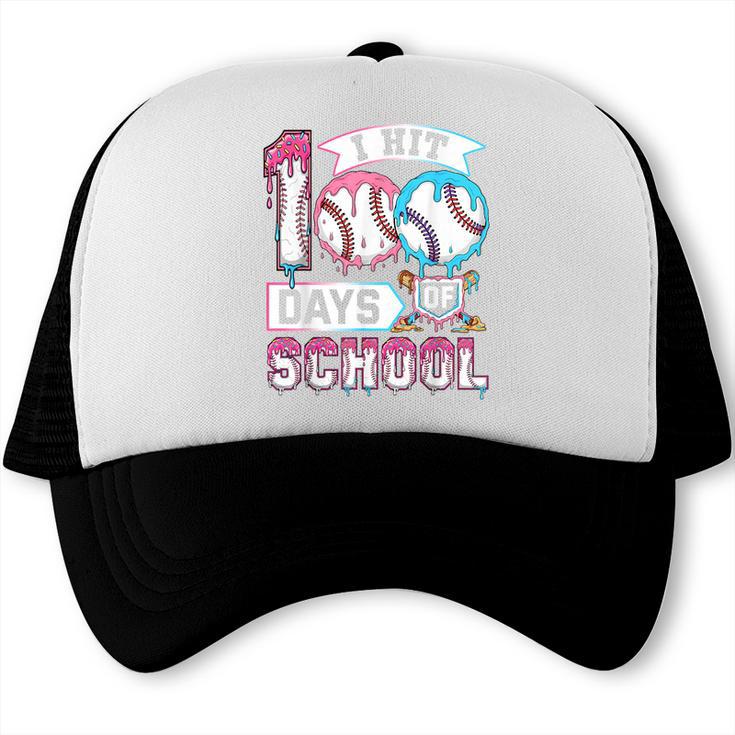 Kids 100 Days Of School Boys 100th Day Baseball Drip Toddler Trucker Cap