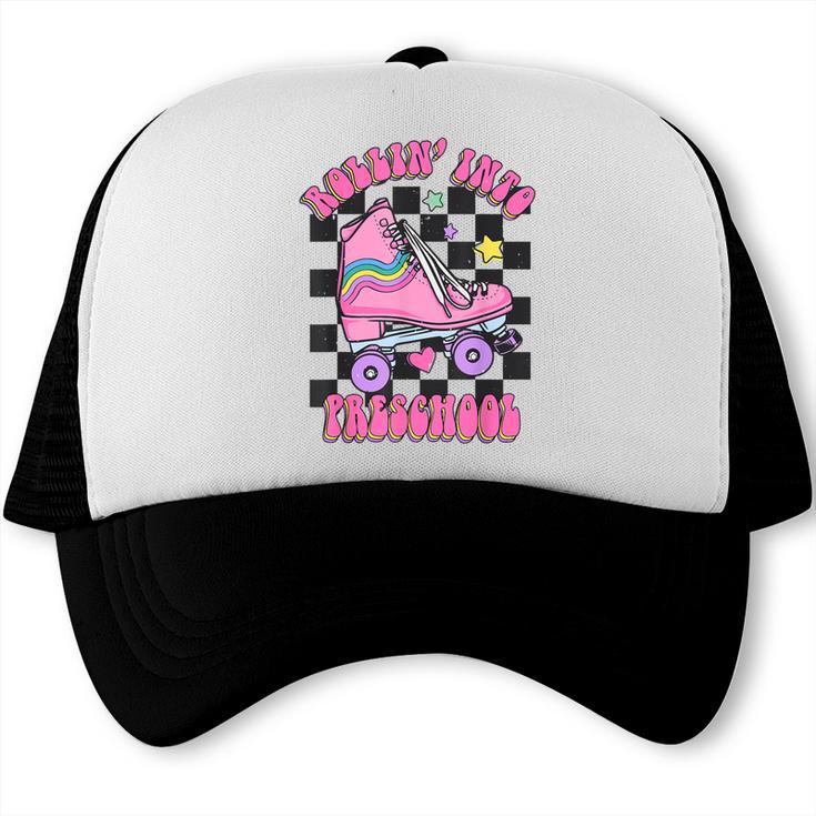 Kids Back To School Skating Rollin Into Preschool Trucker Cap Kids Back To School Skating Rollin Into Preschool Trucker Cap