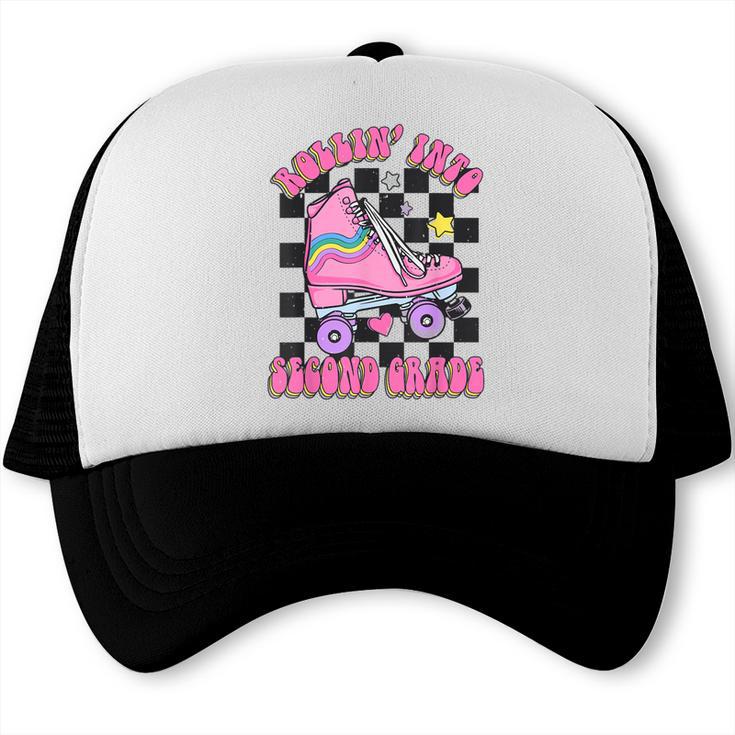 Kids Back To School Skating Rollin Into Second 2nd Grade Trucker Cap