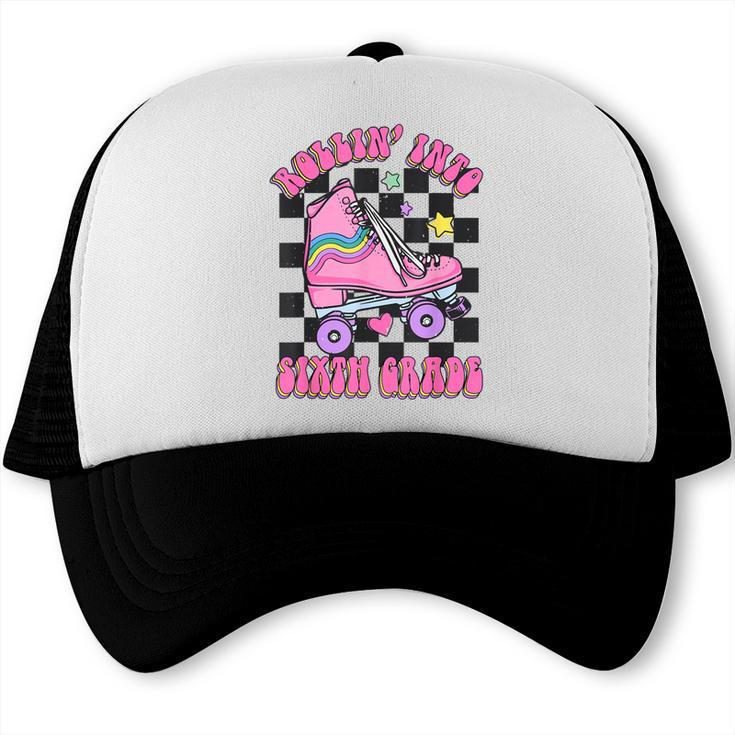 Kids Back To School Skating Rollin Into Sixth 6th Grade Trucker Cap Kids Back To School Skating Rollin Into Sixth 6th Grade Trucker Cap