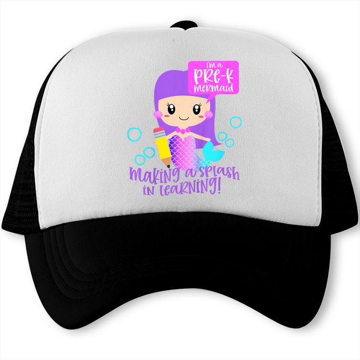Kids Pre K Mermaid Back To School Toddler Girl First Day Of Prek Trucker Cap