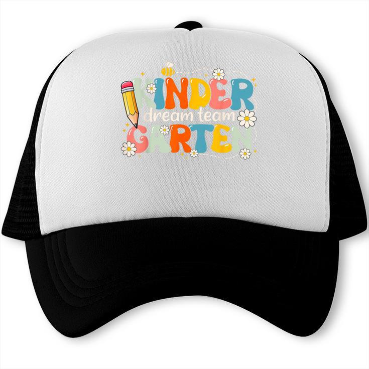 Kindergarten Dream Team Groovy Retro Children Back To School Trucker Cap