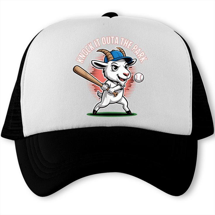 Knock It Outa The Park Baseball Goat Home Run Trucker Cap