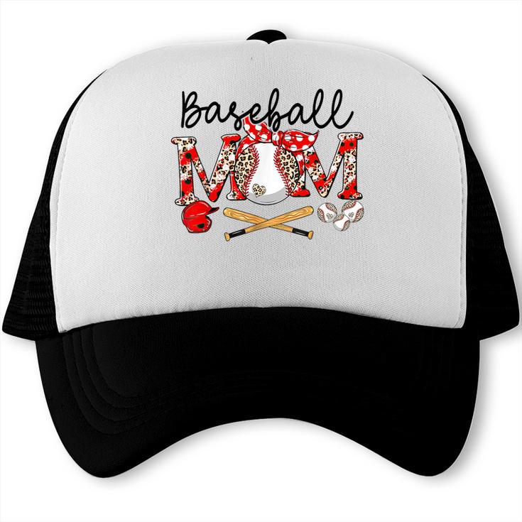 Leopard Baseball Mom Game Day Vibes Mother's Day Trucker Cap Leopard Baseball Mom Game Day Vibes Mother's Day Trucker Cap