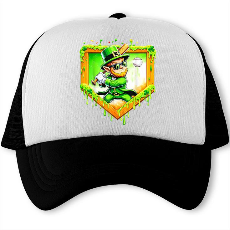 Leprechaun Baseball St Patricks Day Ice Cream Drip Men Boys Trucker Cap