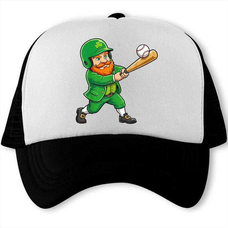 Leprechaun Playing Baseball St Patricks Day Men Boys Kids Trucker Cap