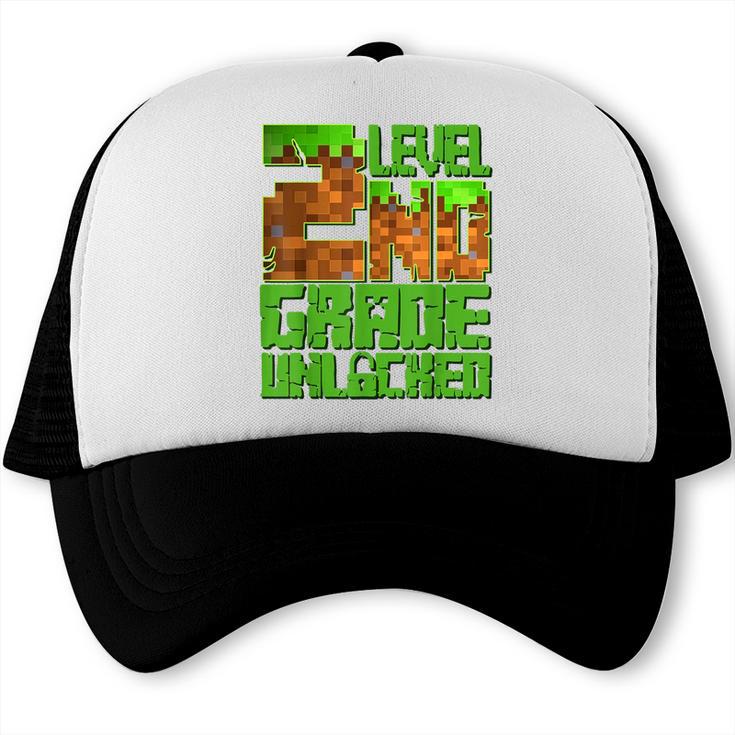 Level 2nd Grade Unlocked Game Pixel Kids Boy Back To School Trucker Cap