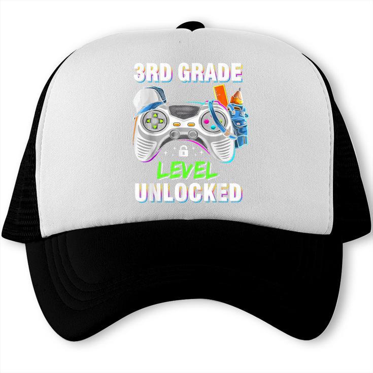 Level 3rd Grade Unlocked Back To School First Day Boys Kids Trucker Cap
