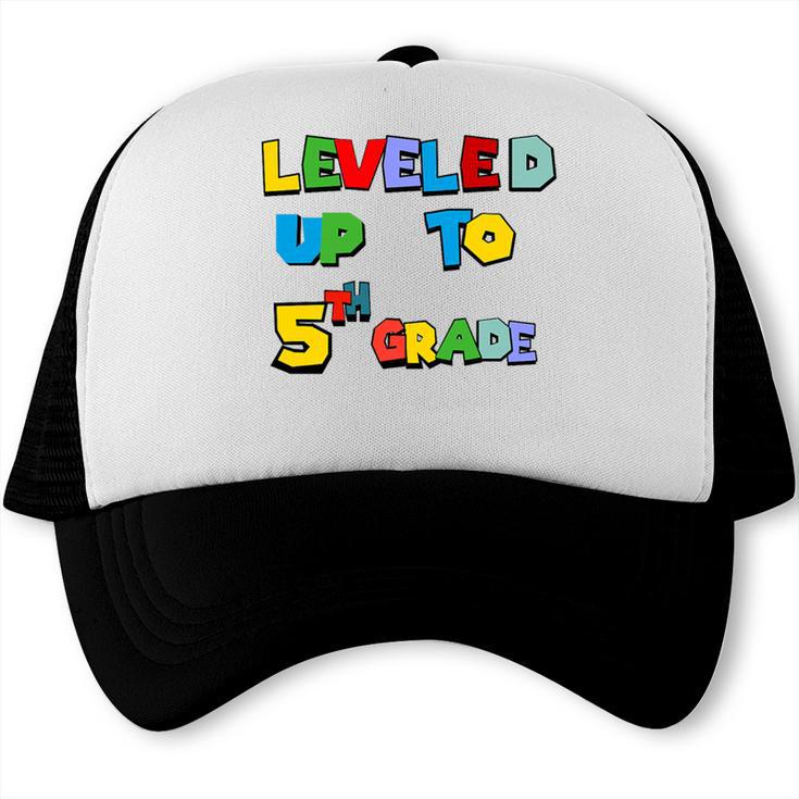 Leveled Up To 5th Grade Back To School Kids Boys Premium Tri-Blend Trucker Cap