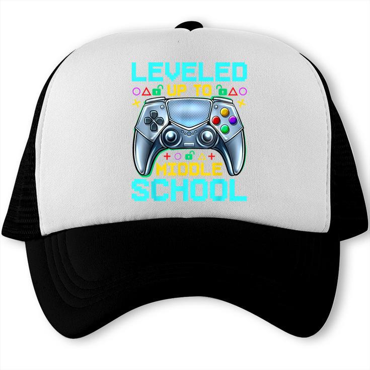 Leveled Up To Middle School Video Gamer Back To School Boys Trucker Cap Leveled Up To Middle School Video Gamer Back To School Boys Trucker Cap