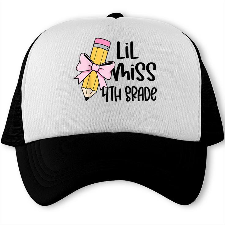 Lil Miss 4th Grade Coquette Bow Pencil Back To School Girls Trucker Cap