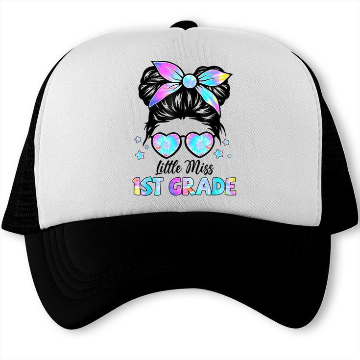 Little Miss 1st Grade Messy Bun Back To School Girls Kids Trucker Cap Little Miss 1st Grade Messy Bun Back To School Girls Kids Trucker Cap
