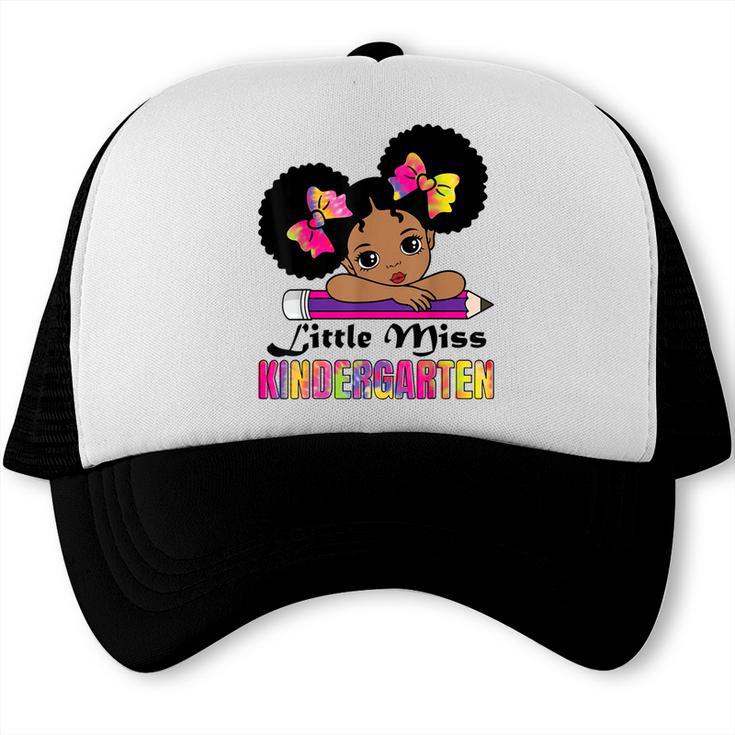 Little Miss Kindergarten Afro Puff Girl Back To School Trucker Cap