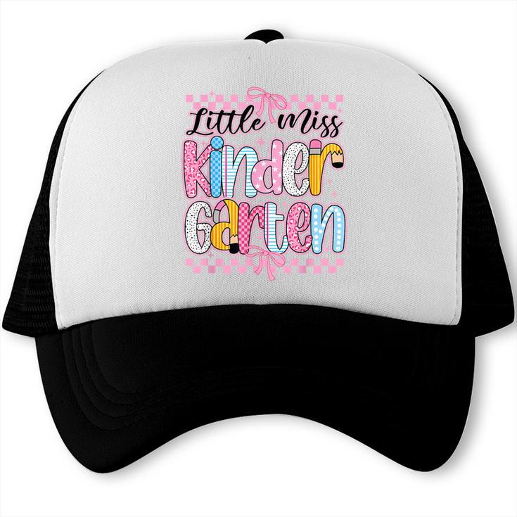 Little Miss Kindergarten Back To School Girls Coquette Bow Trucker Cap Little Miss Kindergarten Back To School Girls Coquette Bow Trucker Cap