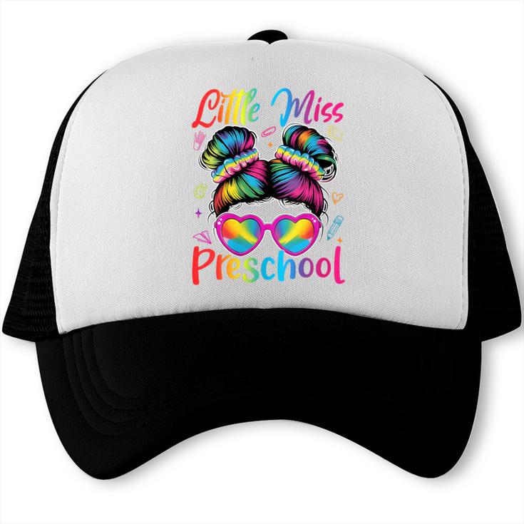 Little Miss Preschool Messy Bun Back To School Girl Women Trucker Cap