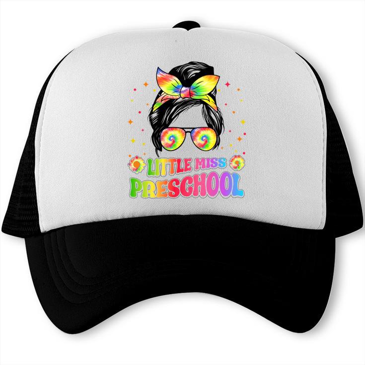 Little Miss Preschool Messy Bun Tie Dye Back To School Girls Trucker Cap Little Miss Preschool Messy Bun Tie Dye Back To School Girls Trucker Cap