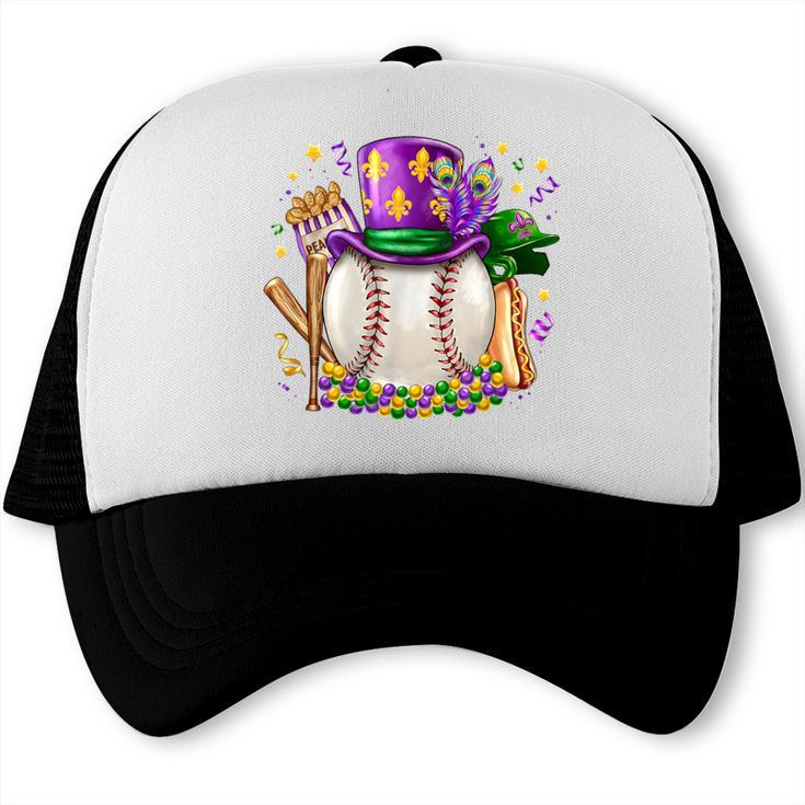 Mardi Gras Baseball Jester Hat Fleur De Lis Boys Girls Kids Trucker Cap