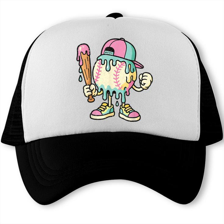 Melted Ice-Cream Baseball Mascot Pastel Pop Trucker Cap