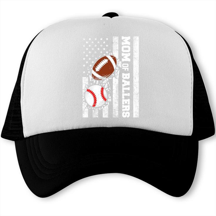 Mom Of Ballers USA Flag Football Baseball Mom Trucker Cap Mom Of Ballers USA Flag Football Baseball Mom Trucker Cap