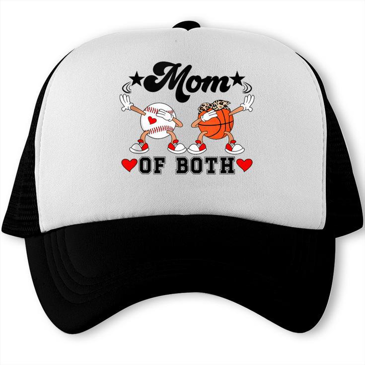 Mom Of Both Basketball Baseball Mom Trucker Cap Mom Of Both Basketball Baseball Mom Trucker Cap