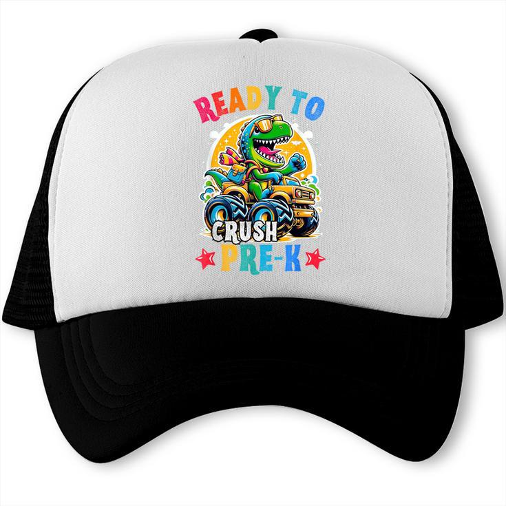 Monster Truck Dinosaur Boys Back To School Crush Pre-k Kids Trucker Cap