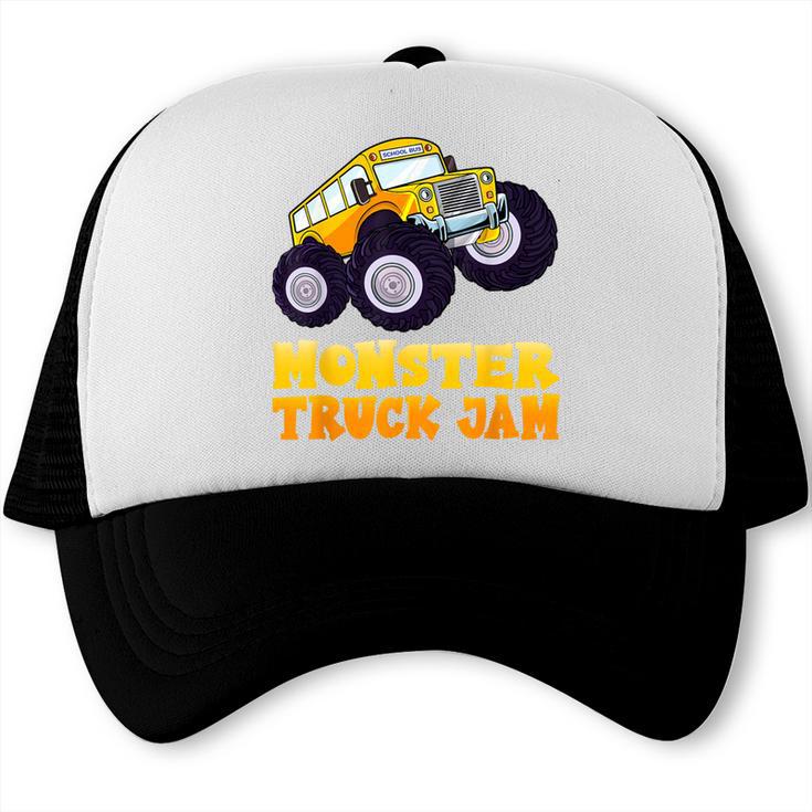 Monster Truck Jam School Bus Yellow Back To School Toddlers Trucker Cap Monster Truck Jam School Bus Yellow Back To School Toddlers Trucker Cap