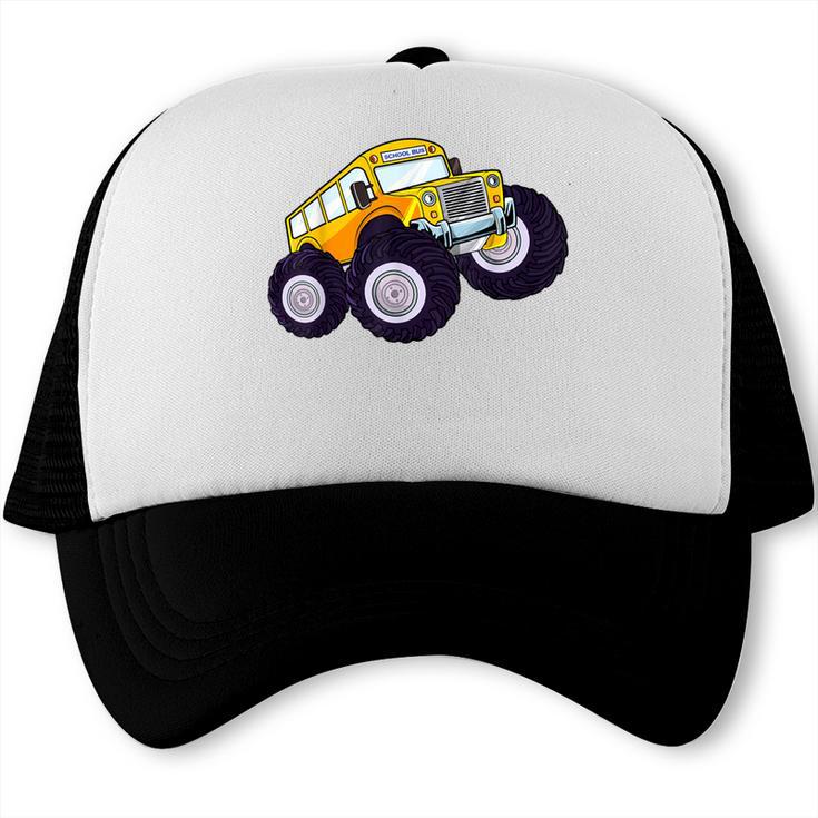 Monster Truck School Bus Yellow Back To School Kids Toddler Trucker Cap Monster Truck School Bus Yellow Back To School Kids Toddler Trucker Cap