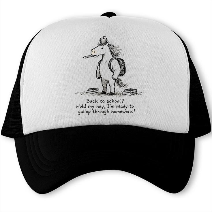 Naive Horse Doodle Back To School Gallop Homework Art Trucker Cap Naive Horse Doodle Back To School Gallop Homework Art Trucker Cap