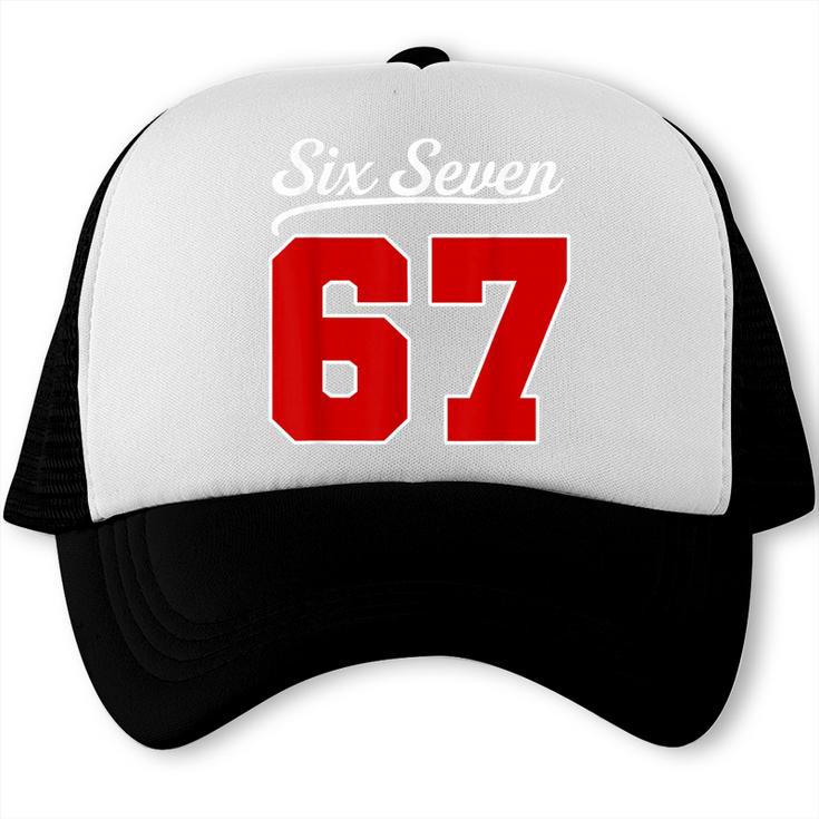 Number 67 Numbered Six Seven Baseball Jersey Style Team 67 Trucker Cap
