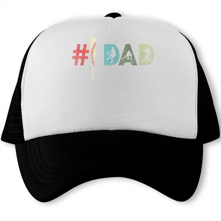 Number One Baseball Dad Father's Day Baseball Player Dad Trucker Cap