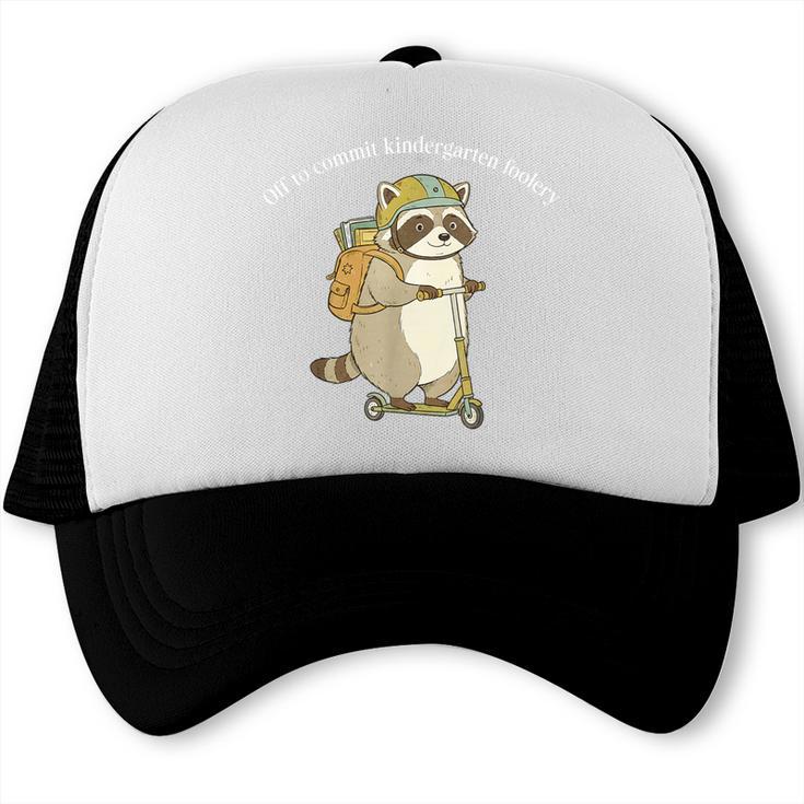 Off To Commit Kindergarten Foolery Raccoon Back To School Trucker Cap Off To Commit Kindergarten Foolery Raccoon Back To School Trucker Cap