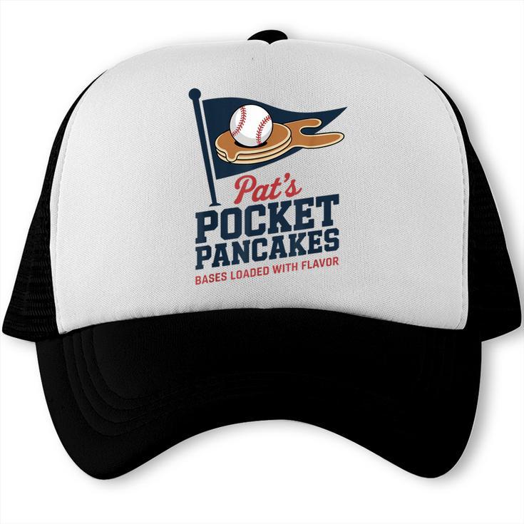 Pat's Pocket Pancakes Flag Baseball On Pancake Trucker Cap